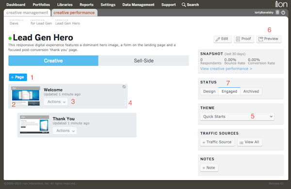 Creative management tab