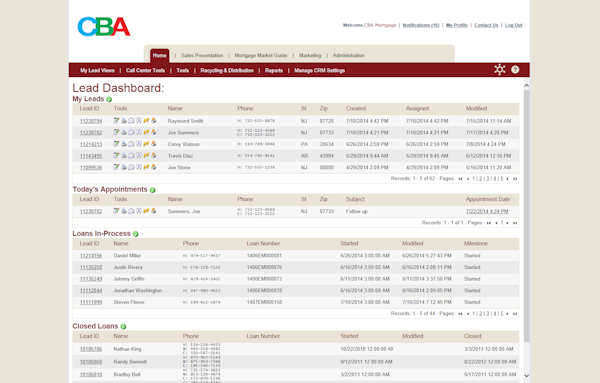 Lead dashboard