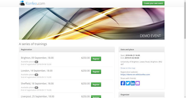 Registration page