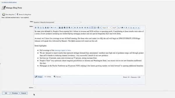 Manage blog posts