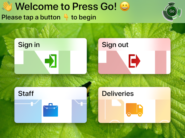 Welcome screen
