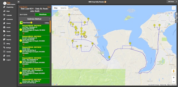Route map daily truck list