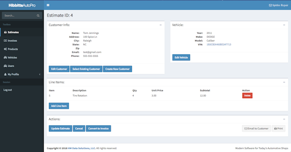 Estimate details