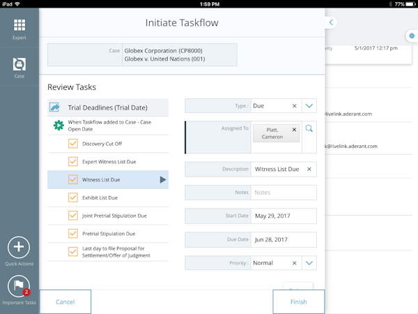 Initiating taskflow