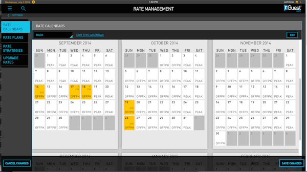 Monthly rate calendar