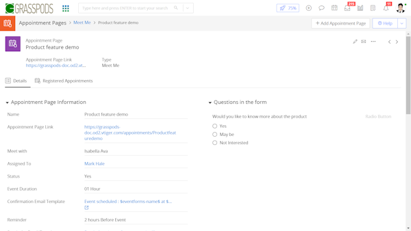 Appointment pages
