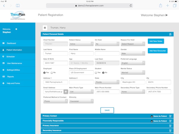 Patient personal details