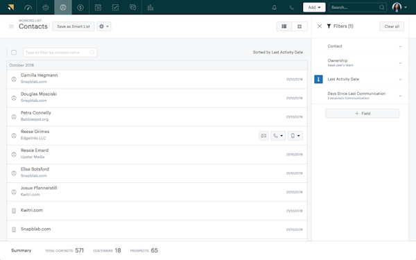 Zendesk Sell filter contact lists