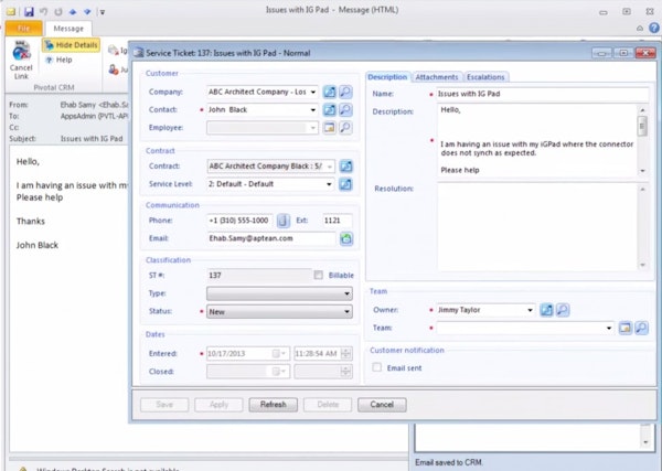 Pivotal CRM contact's online presence