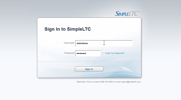 Sign in page