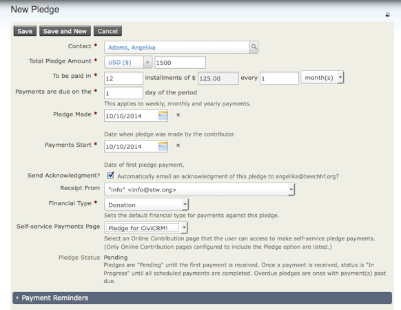 Create pledges
