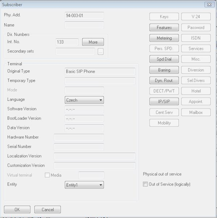 User configuration