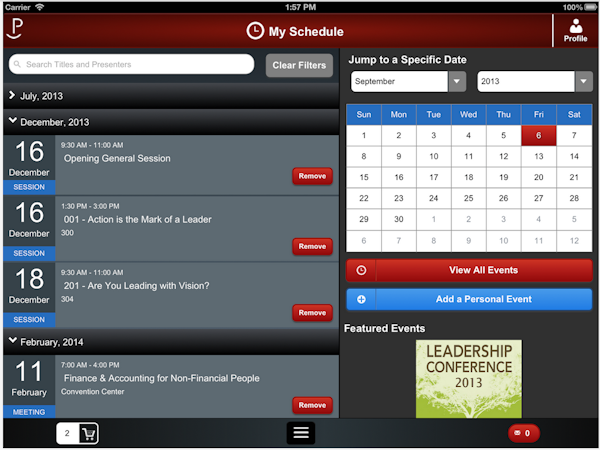 Schedule on mobile device