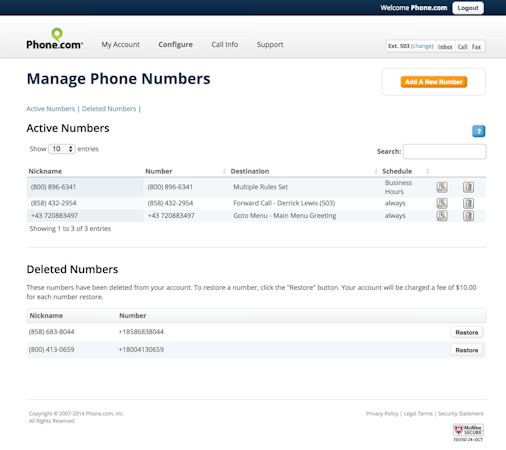Number settings