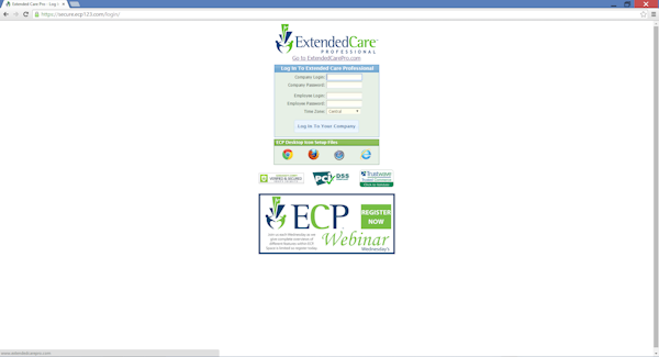 Login screen
