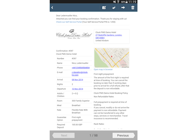 Booking confirmation