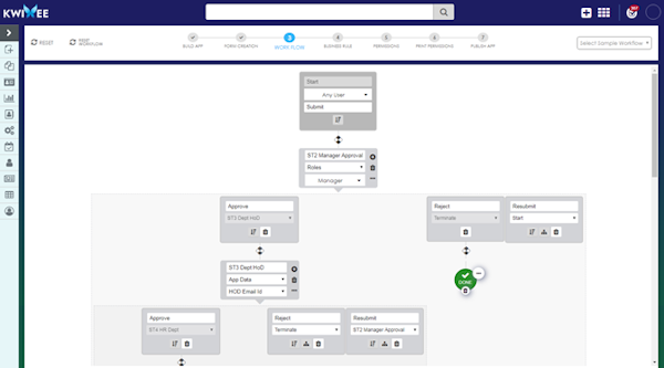 Quixy workflow creation screenshot