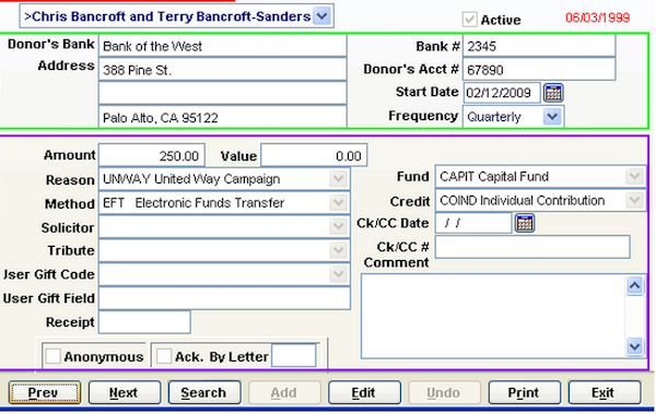 Donor profile