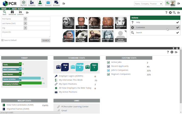 Configurable home screen for stats