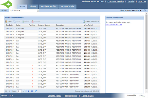 Employer portal list