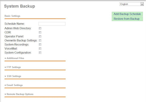Backup settings