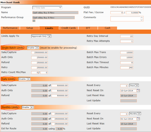 Merchant Bank Limit Options