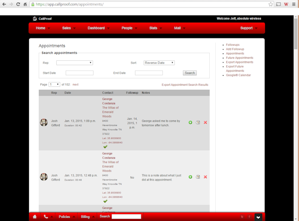 Real-Time View of Appointments