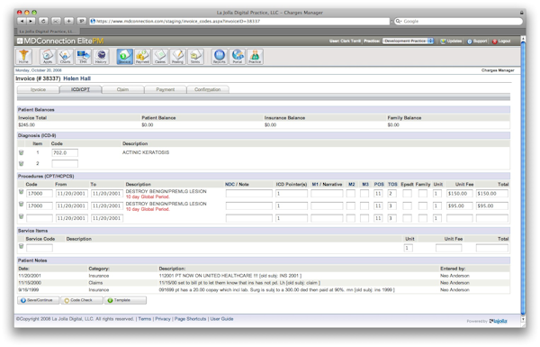 Superbill ICD/CPT Tab