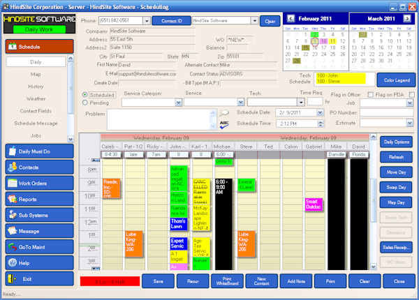 Scheduling Screen