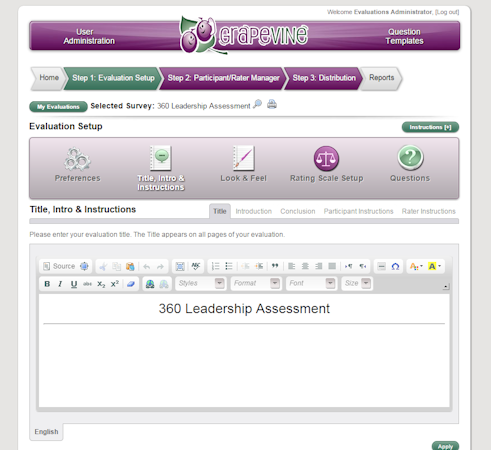 Evaluation setup