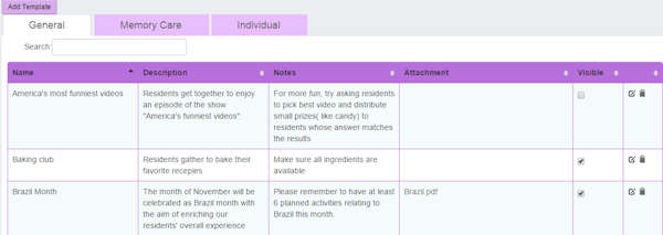 Activity templates