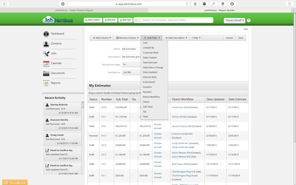 Custom report builder