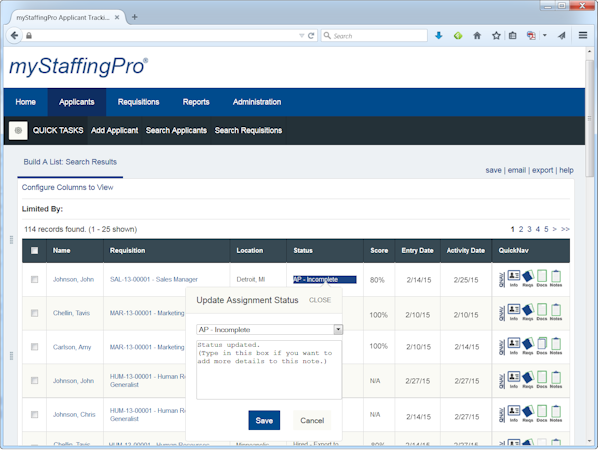 Applicant Search and Update