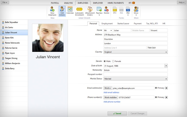Employee details