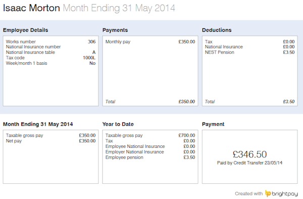 Pay slip