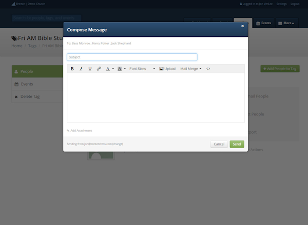Send emails or text messages
