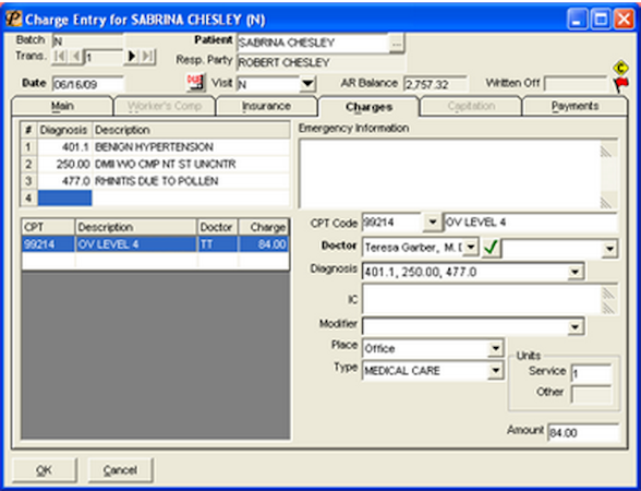 Charge entry