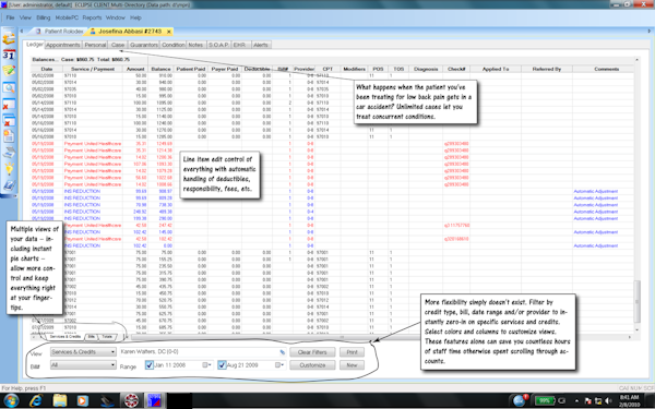 ECLIPSE Patient Ledger Tab