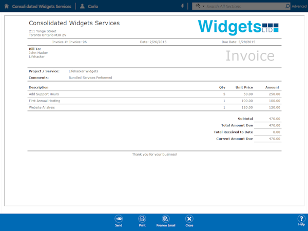 Project Invoice