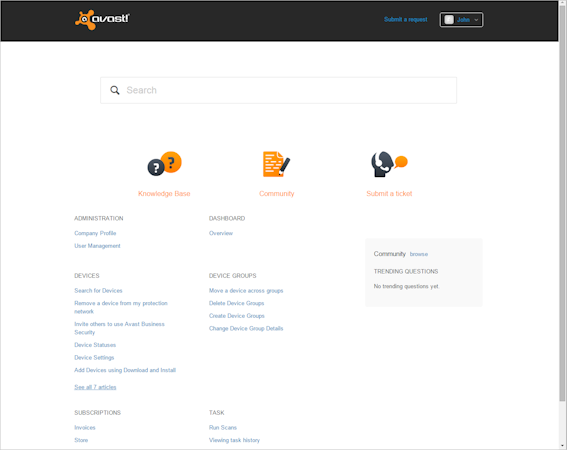 avast dashboard on the affected system