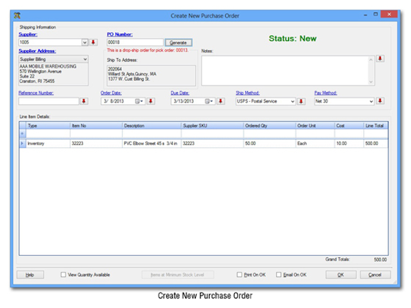 New purchase order