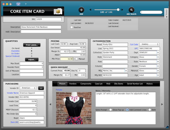 Item card
