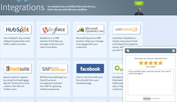 SnapEngage integrations screenshot