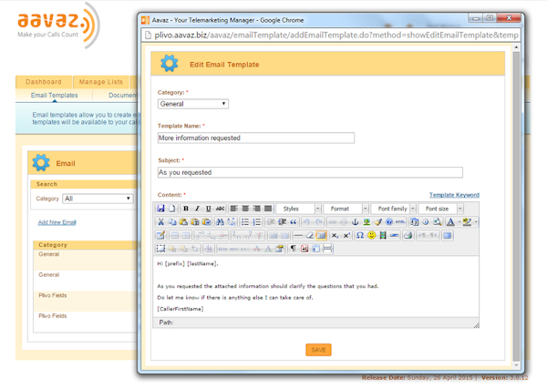 Email template