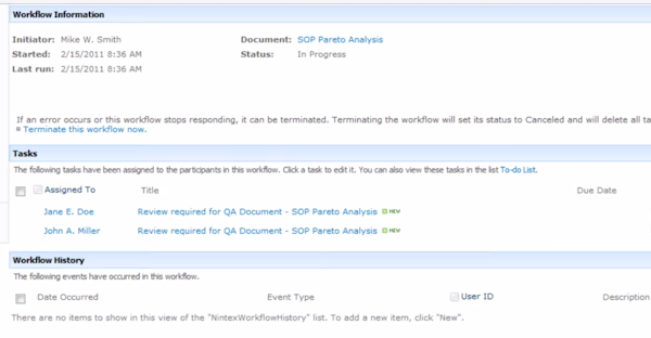 Aurea Compliance Manager - Workflow information