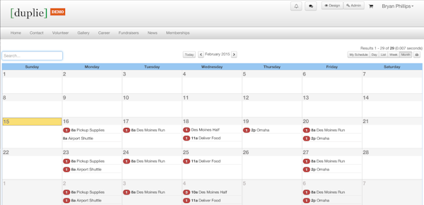 Monthly calendar