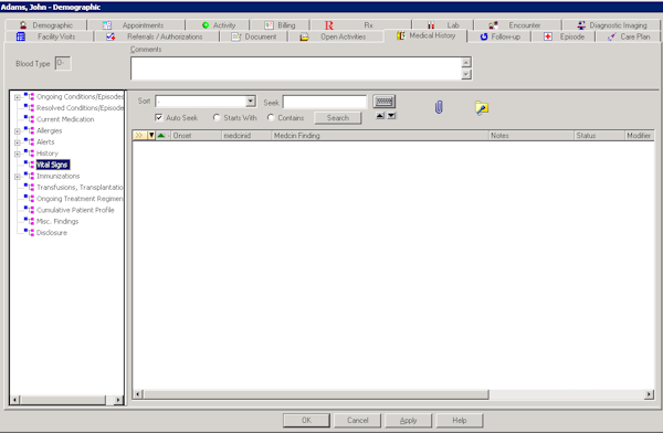 Vital screen