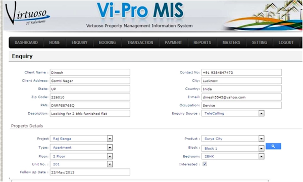Client and property details