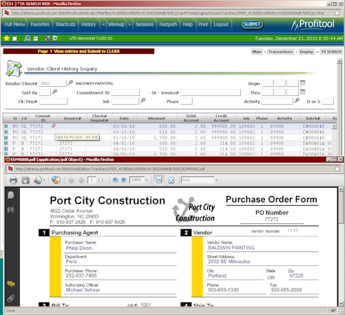 Vendor History / Related PO Document