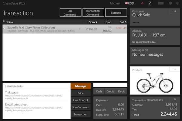 ChainDrive Point of Sale Transaction